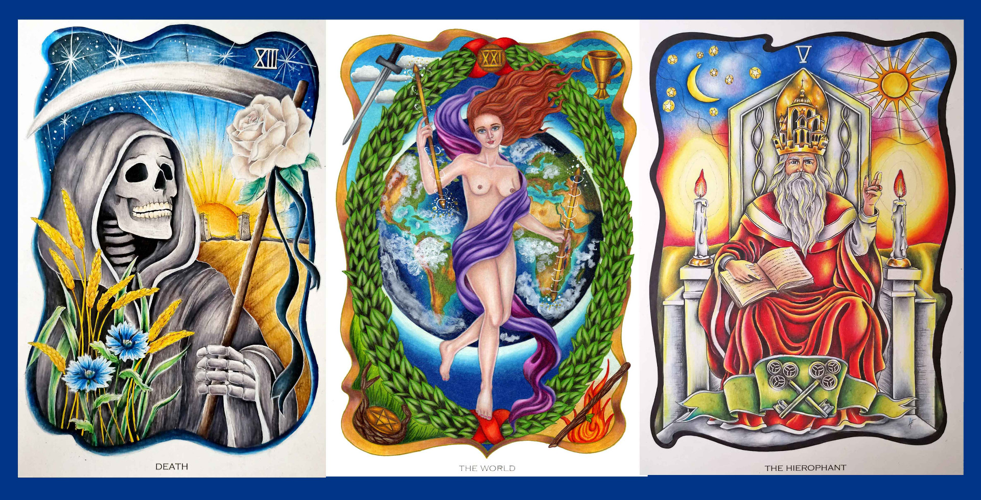 Art of Tarot images, colored by Sandra Vilserova, Anna Rimskaja and Lea Cambor